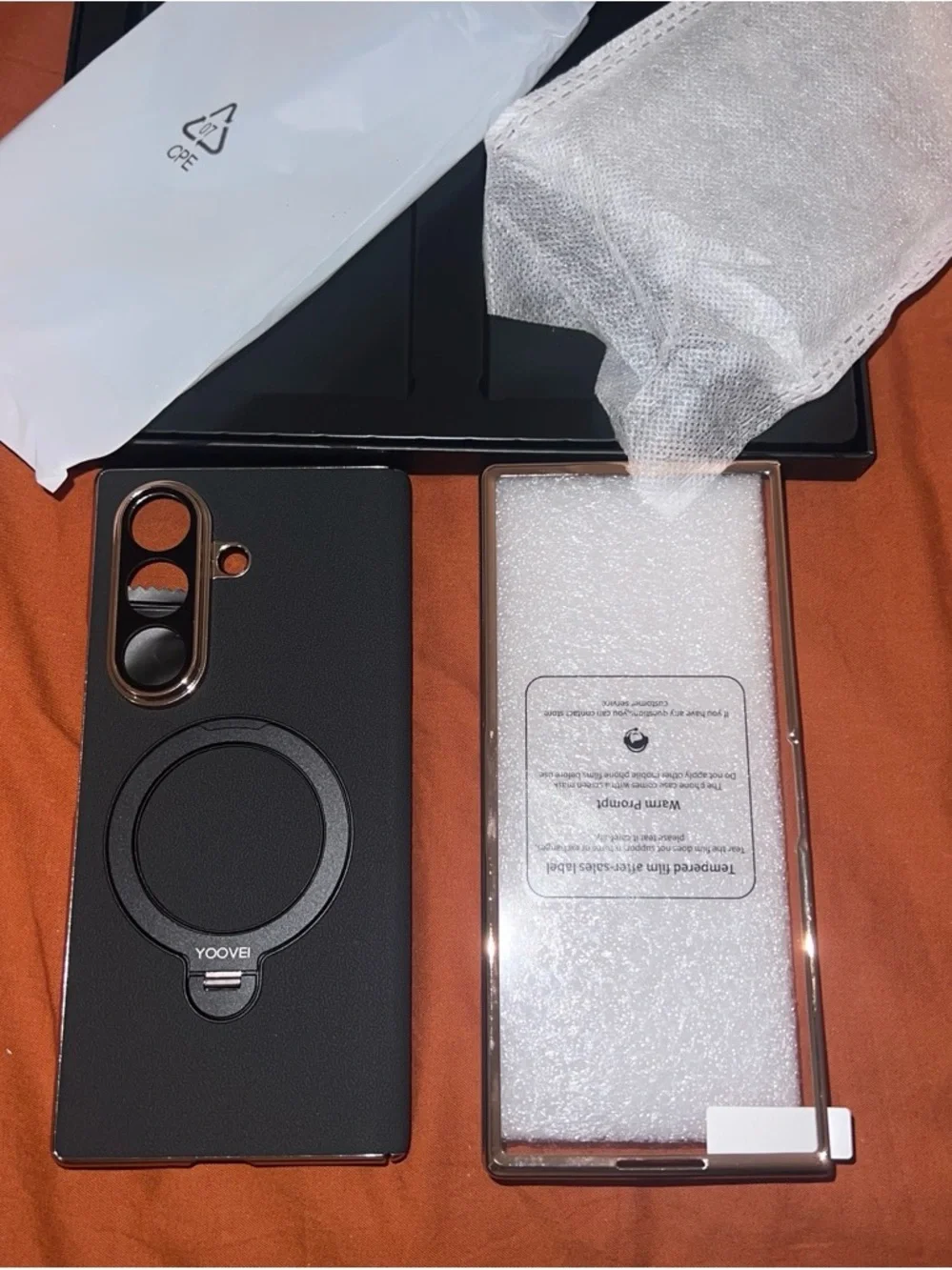 Black Leather Magnetic Case for Samsung Galaxy Z Fold 7